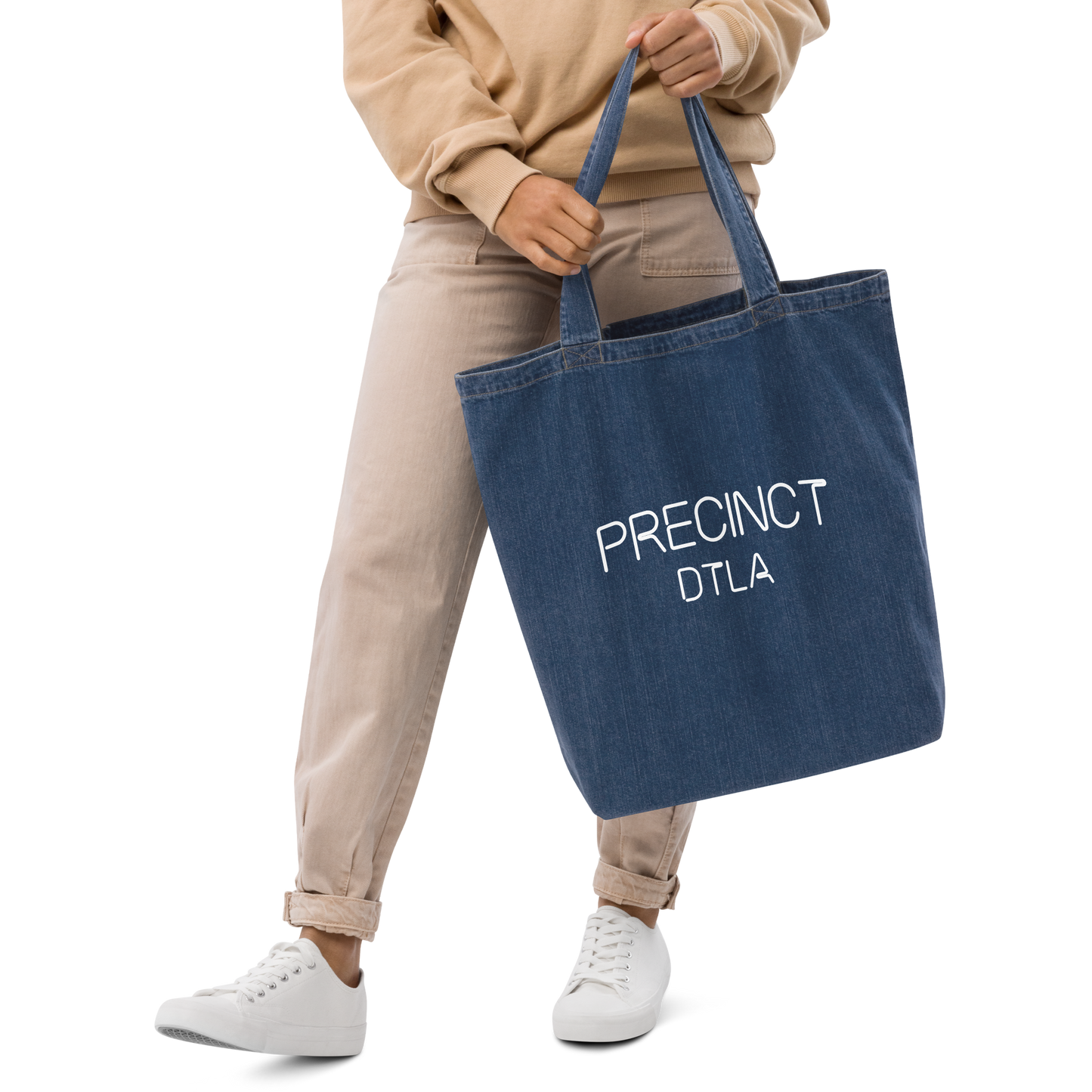 Organic denim tote bag